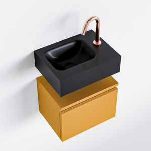 Toiletmeubel Mondiaz Andor | 40 cm | Meubelkleur Ocher | Lex vrijhangend wastafel Urban Links | 1 kraangat