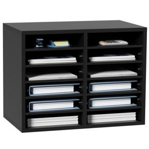 VEVOR Brievenbakje Bureau Organizer 520 x 305 x 410 mm, 2,3-5,6 cm Verstelbaar A4 Stapelbaar Liggend, Papierlade, Opslag Bureau Archiefsysteem Organisatie, Plank (Zwart, 2 x 6 Compartimenten)