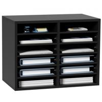 VEVOR Brievenbakje Bureau Organizer 520 x 305 x 410 mm, 2,3-5,6 cm Verstelbaar A4 Stapelbaar Liggend, Papierlade, Opslag Bureau Archiefsysteem Organisatie, Plank (Zwart, 2 x 6 Compartimenten)