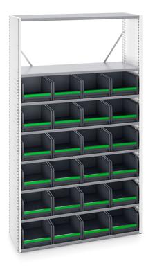 Bott Verso Stellingkast | Met 8 Legborden, 24x Box | RAL 7035 - 46003002.16