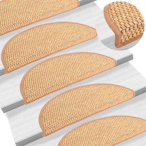 VidaXL Trapmatten zelfklevend 15 st sisal-look 56x17x3 cm sisalkleurig