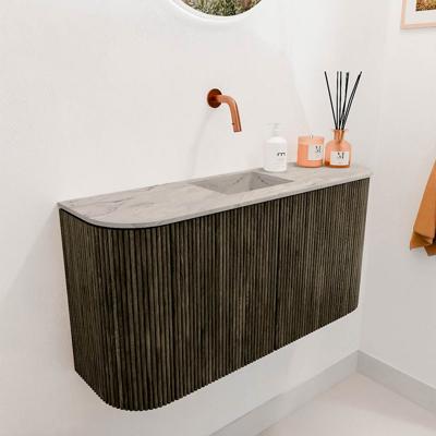 Toiletmeubel Mondiaz Joya Dlux | 83.2 cm | Meubelkleur Shadow | Faye wastafel Glace Wasbak Midden | Zonder kraangat(en)