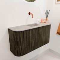 Toiletmeubel Mondiaz Joya Dlux | 83.2 cm | Meubelkleur Shadow | Faye wastafel Glace Wasbak Midden | Zonder kraangat(en)