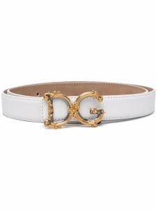 Dolce & Gabbana ceinture en cuir à logo DG - Blanc