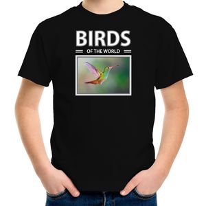 Kolibries vogel t-shirt met dieren foto birds of the world zwart voor kinderen XL (158-164)  -