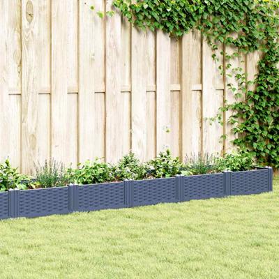 VidaXL Plantenbak met pinnen 362,5x42,5x28,5 cm polypropeen grijs