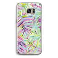 Tropical Palms Blue: Samsung Galaxy S7 Edge Transparant Hoesje - thumbnail