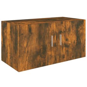 The Living Store Zwevende Hangkast - Gerookt Eiken - 80 x 39 x 40 cm - Met 2 deuren