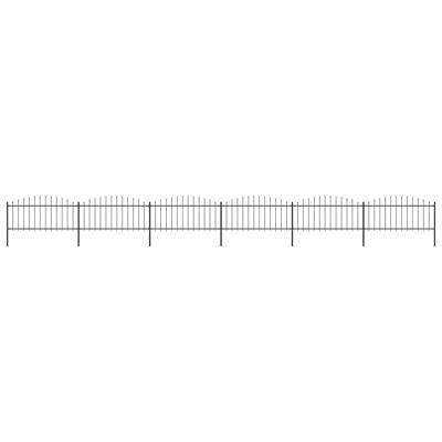 Tuinhek met speren bovenkant (0,5-0,75)x10,2 m staal zwart
