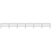 Tuinhek met speren bovenkant (0,5-0,75)x10,2 m staal zwart