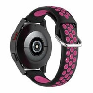 Siliconen sportbandje met gesp - Zwart + roze - Samsung Galaxy Watch - 42mm