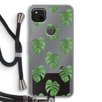 Monstera leaves: Pixel 4a Transparant Hoesje met koord