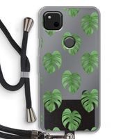 Monstera leaves: Pixel 4a Transparant Hoesje met koord