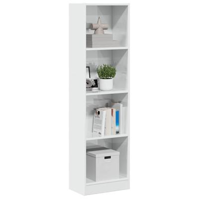Boekenkast 40x24x143 cm bewerkt hout hoogglans wit