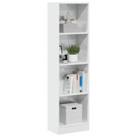 Boekenkast 40x24x143 cm bewerkt hout hoogglans wit