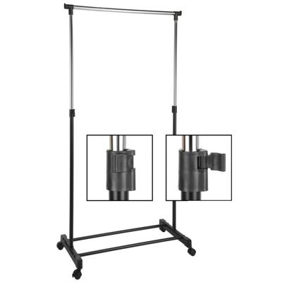 HI mobiel kledingrek - verstelbaar - op wielen - zwart - 160 cm