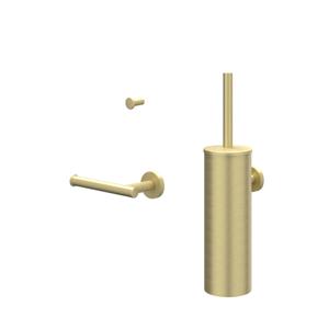 IVY Accessoireset: Borstelgarnituur wandmodel, handdoekhaak klein en toiletrolhouder Geborsteld mat goud PVD 6901164