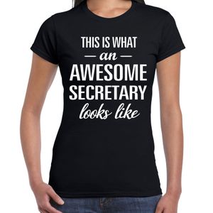 Awesome secretary / secretaresse cadeau t-shirt zwart dames 2XL  -