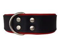 Leren hondenhalsband zwart / rood