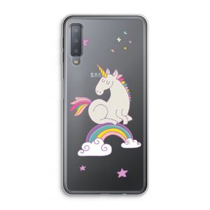Regenboog eenhoorn: Samsung Galaxy A7 (2018) Transparant Hoesje