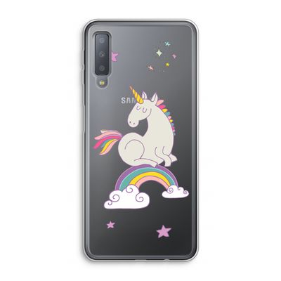 Regenboog eenhoorn: Samsung Galaxy A7 (2018) Transparant Hoesje