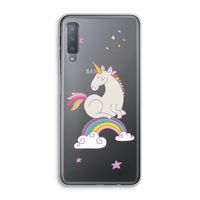 Regenboog eenhoorn: Samsung Galaxy A7 (2018) Transparant Hoesje