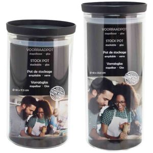 Voorraadpot/weckpot set - 4x stuks - stapelbaar - Glas