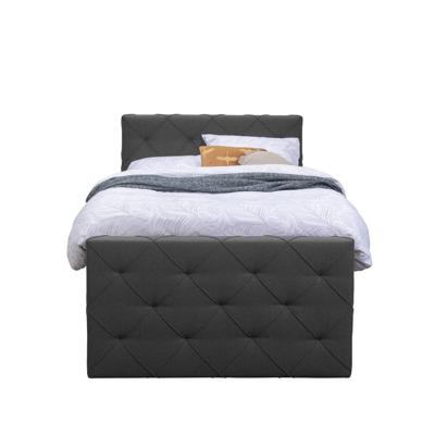 Leen Bakker - Boxspring Met Voetbord Liv Geruit - Antraciet - 120x200 Cm - Slanke Poot - Stof - Grijs