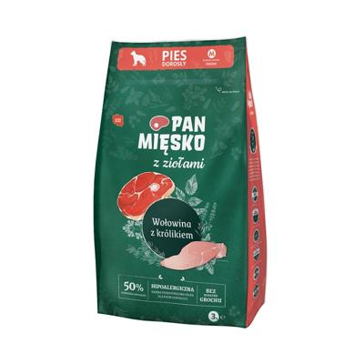 PAN MIĘSKO with Herbs Beef with Rabbit M - droog hondenvoer - 3kg