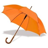 Grote paraplu met houten handvat - oranje scherm - D103 cm - volwassenen - polyester