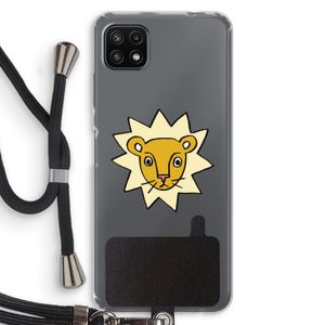 Kleine leeuw: Samsung Galaxy A22 5G Transparant Hoesje met koord