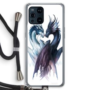 Yin Yang Dragons: Oppo Find X3 Pro Transparant Hoesje met koord