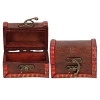Sieraden opbergkistje Vintage - 2x - 8 x 5 cm - hout - roodbruin