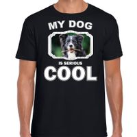 Border collie honden t-shirt my dog is serious cool zwart voor heren