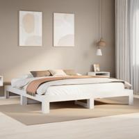 Bedframe zonder matras massief grenenhout wit 200x200 cm