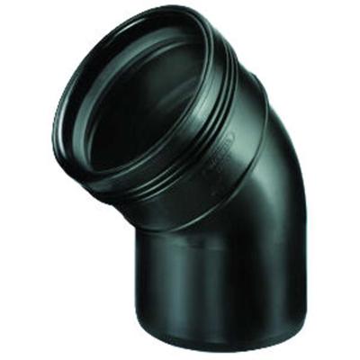 Wavin Bocht PP 45° Spie x Manchet Zwart 75mm - Slag- & Temperatuurbestendig