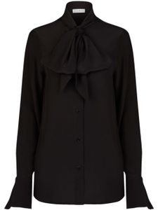 Nina Ricci chemise en soie à col lavallière - Noir