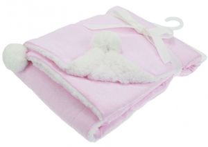 Soft Touch babydeken sterren pompom 75 x 100 cm roze