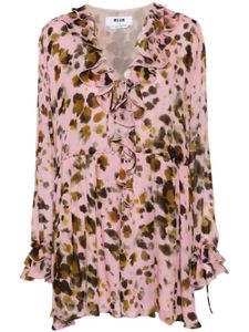 MSGM robe courte à imprimé animalier - Rose