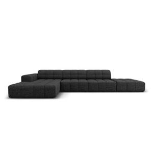 Cosmopolitan Design Chicago Hoekbank met Chaise Longue Links - Rechts Open - Chenille - Zwart