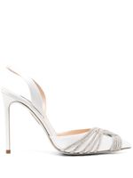 Aquazzura Gatsby 120mm crystal-embellished satin pumps - Blanc