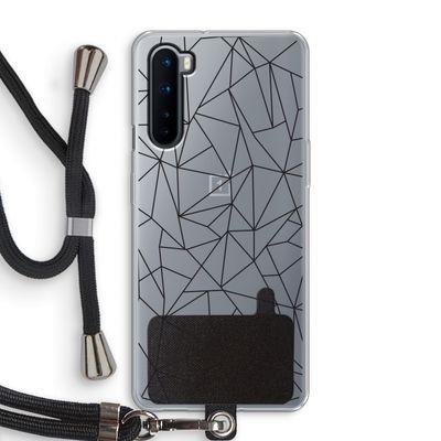 Geometrische lijnen zwart: OnePlus Nord Transparant Hoesje met koord