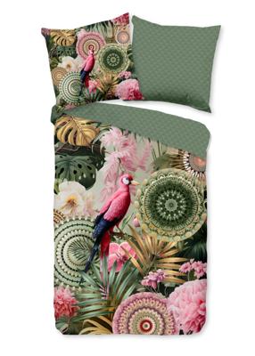 HIP Dekbedovertrek "mandalas, tropisch, bloemen" - Groen - (135x200 cm) - Katoen Satijn HIP Dekbedovertrek "mandalas, tropisch, bloemen" - Groen - (135x200 cm) - Katoen Satijn