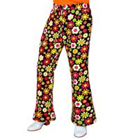 Flared Broek 60&apos;s Bloemen Zwart Heren