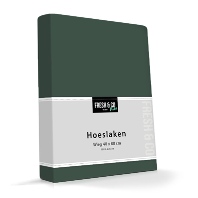Kinder hoeslaken - stretch - Groen - 40x80 cm - Groen - Fresh and Co Kids - Dekbed-Discounter.nl