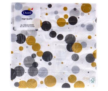 Servetten Festive Bubbles Black 33x33 cm