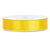 Decoratie satijn sierlint - geel - 12 mm x 25 meter - Cadeaulint satijnlint