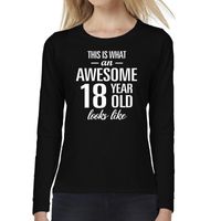 Awesome 18 year / 18 jaar cadeau shirt long sleeves zwart dames - thumbnail