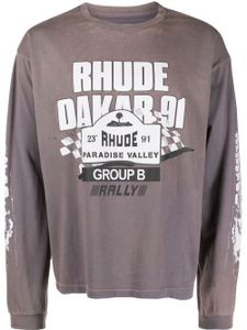 RHUDE t-shirt Dakar 91 à manches longues - Gris