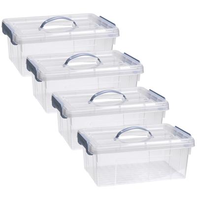 Opslagbox AZUL serie - 4x - met deksel - transparant - 12.5 liter - 40 x 30 x 16 cm - kunststof